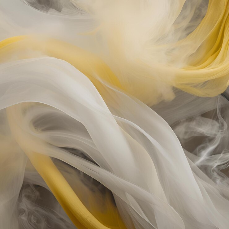 Primer plano de papel de pared de humo contra un fondo amarillo texturizado