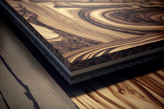 Un primer plano parcial de los detalles del material de los pisos de fibra de madera compuesta
