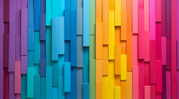 Foto un primer plano de una pared colorida con muchos colores diferentes generativa ai