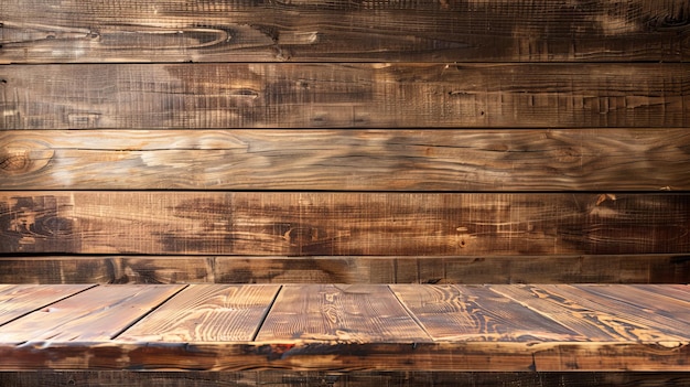 Primer plano de una pared de madera rústica que muestra las ricas texturas y patrones en una iluminación suave Lugar para una inscripción