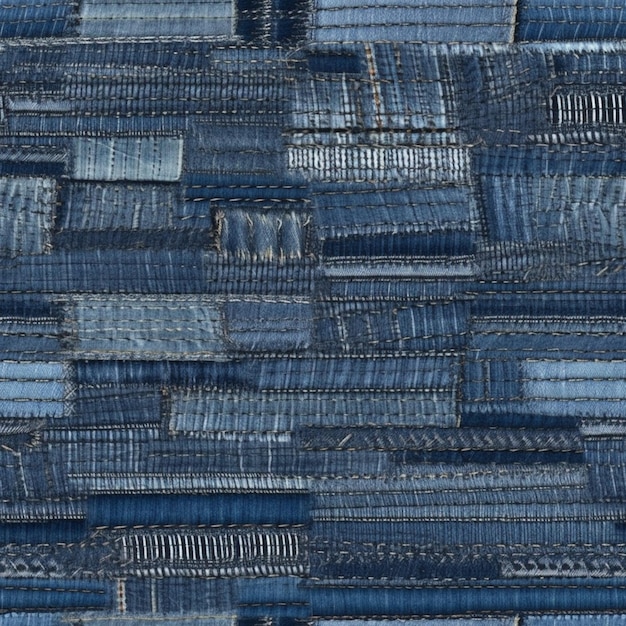 un primer plano de una pared de mosaico con un fondo azul ai generativo