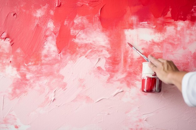 Un primer plano de una pared pintada a mano con un rodillo