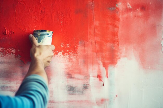 Un primer plano de una pared pintada a mano con un rodillo