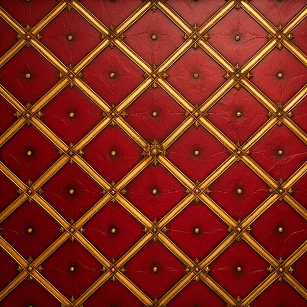 Foto un primer plano de una pared roja y dorada con un patrón generativo ai