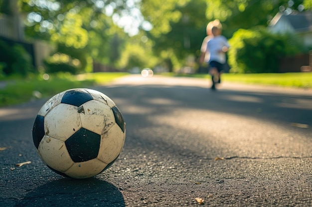 Primer plano de la pasión por el fútbol de un niño