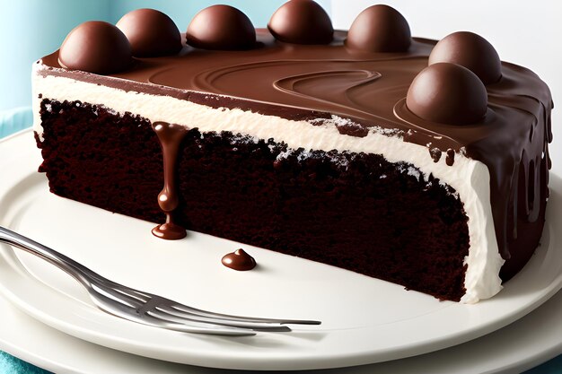 Un primer plano de un pastel de chocolate de aspecto delicioso