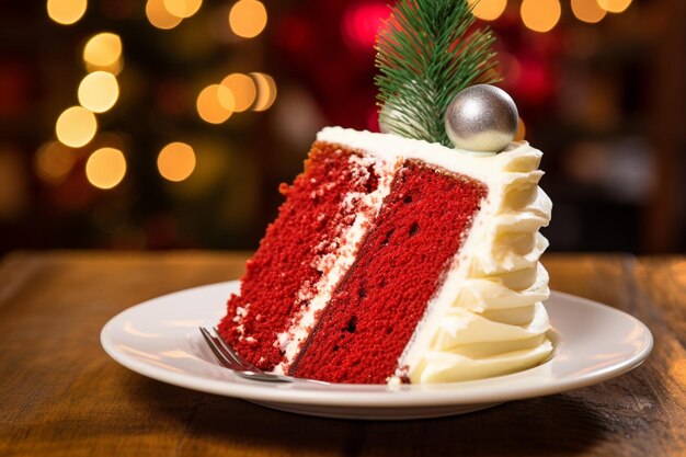 Foto un primer plano de un pastel de terciopelo rojo rociado con salsa de chocolate