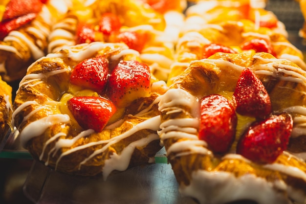 Primer plano de los pasteles dulces