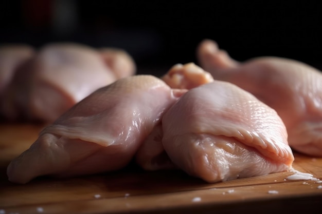 Un primer plano de patas de pollo crudas en una mesa