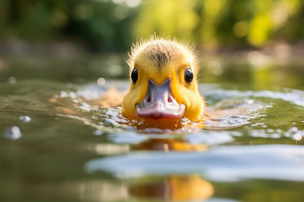 Foto un primer plano de un pato peludo hacia abajo