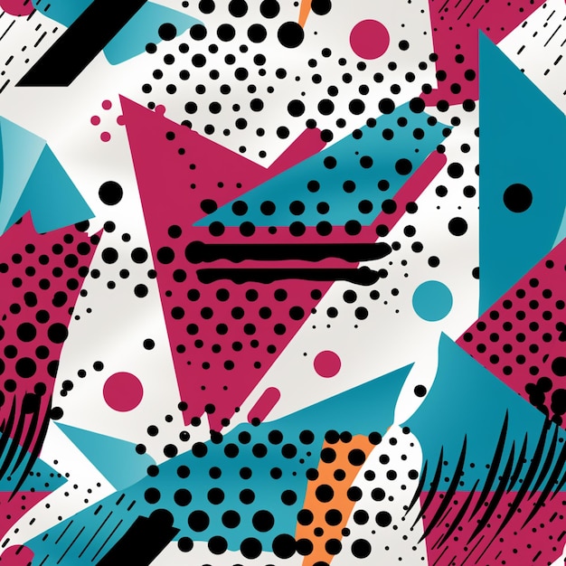 un primer plano de un patrón abstracto colorido con puntos negros