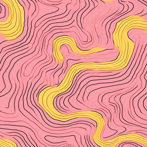 Foto un primer plano de un patrón abstracto rosa y amarillo generativo ai