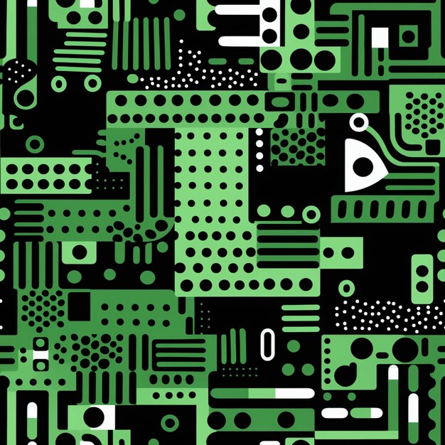 Un primer plano de un patrón abstracto verde y negro con ai generativo de puntos