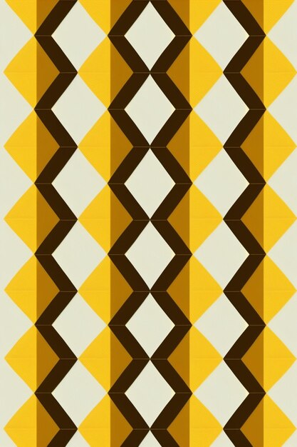 un primer plano de un patrón amarillo y marrón con un fondo blanco generativo ai