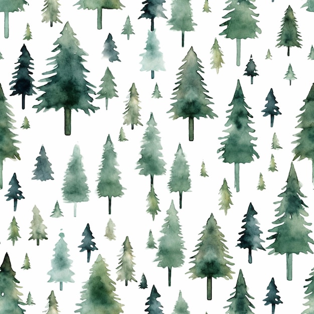 Un primer plano de un patrón de árboles sobre un fondo blanco ai generativo