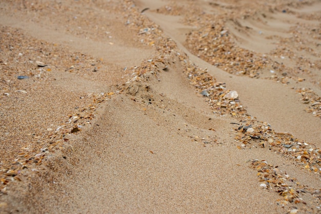 Primer plano del patrón de arena de una playa en verano