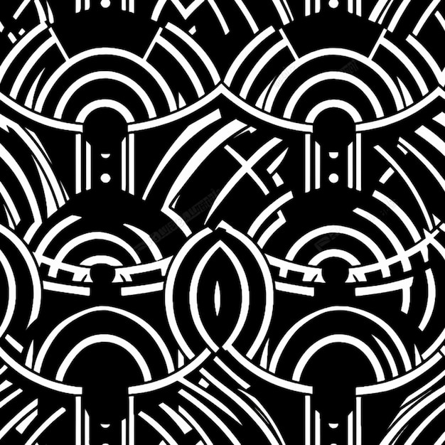 Un primer plano de un patrón en blanco y negro con círculos generativos ai