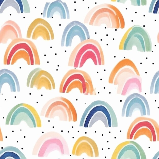 un primer plano de un patrón colorido de arco iris sobre un fondo blanco ai generativo