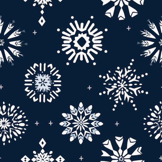un primer plano de un patrón de copo de nieve sobre un fondo azul oscuro ai generativo