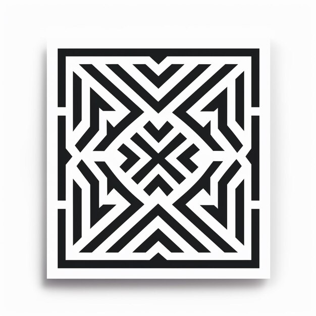Foto un primer plano de un patrón cuadrado en blanco y negro en un fondo blanco