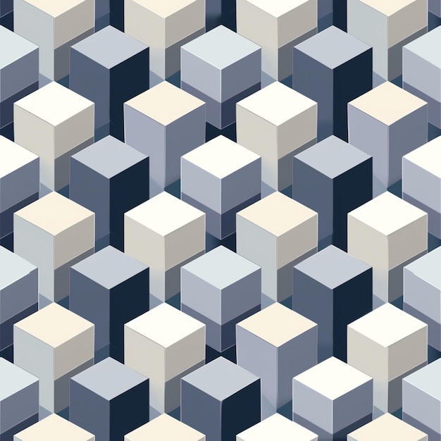 Foto un primer plano de un patrón de cubos con un fondo azul generativo ai