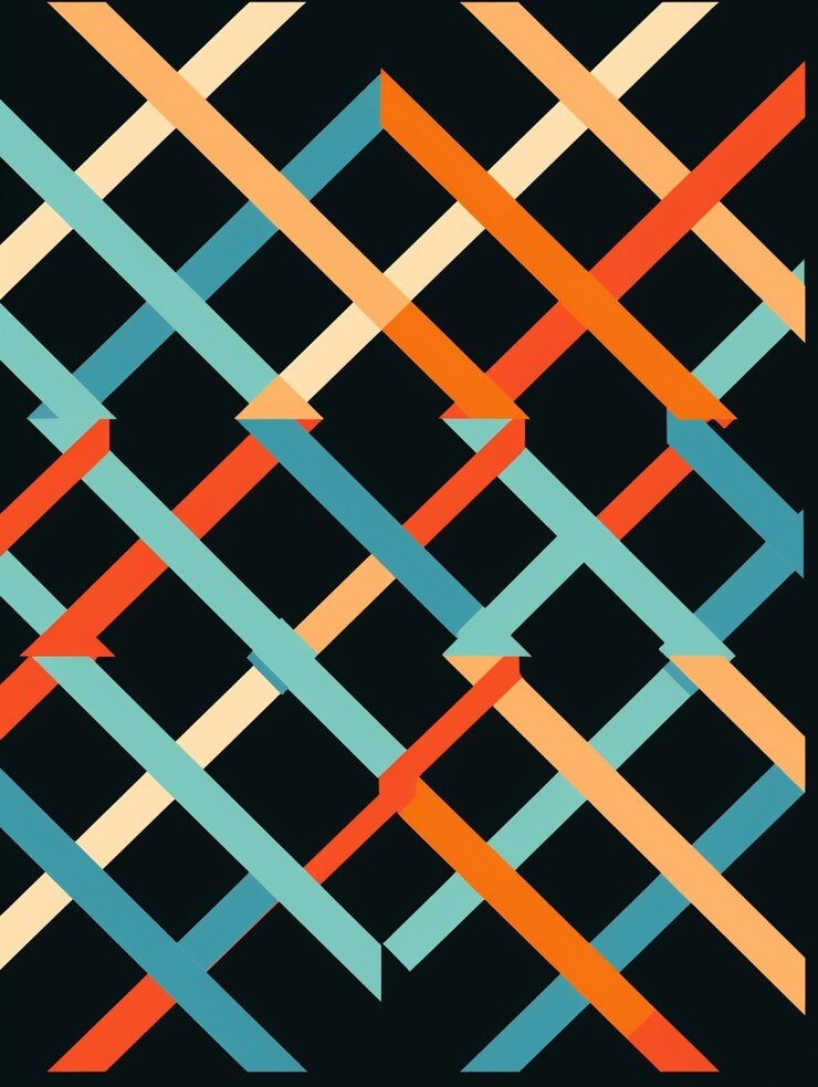 Un primer plano de un patrón de flechas sobre un fondo negro ai generativo