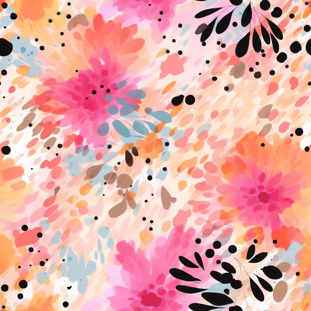 Foto un primer plano de un patrón floral colorido con puntos en él