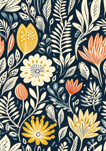 un primer plano de un patrón floral con muchos colores diferentes ai generativo
