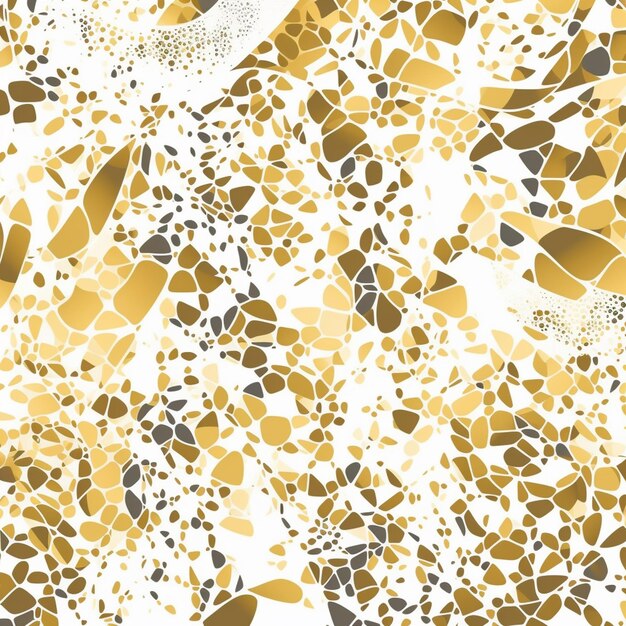 Un primer plano de un patrón de flores doradas y blancas generativas ai