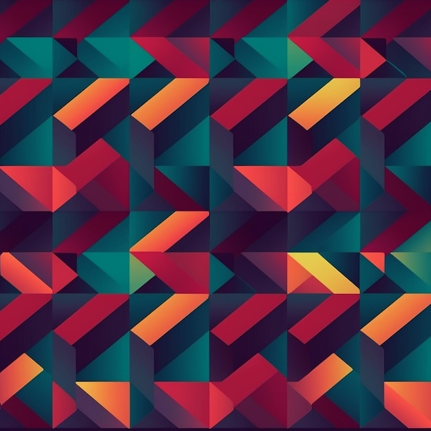 Un primer plano de un patrón geométrico colorido con un ai generativo de fondo rojo y verde