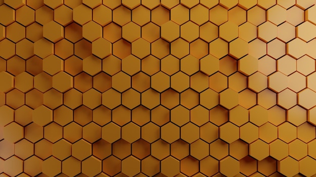 Un primer plano de un patrón hexagonal que es naranja y amarillo.