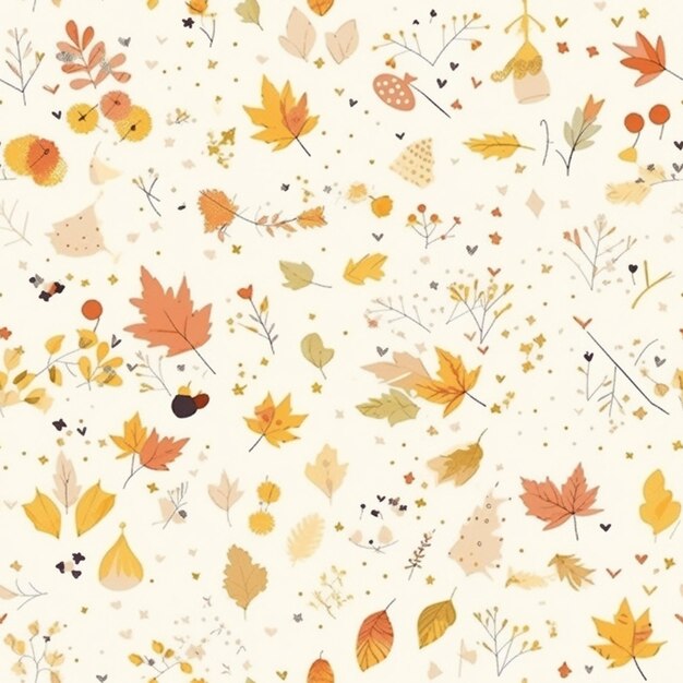 un primer plano de un patrón de hojas y flores en un fondo blanco