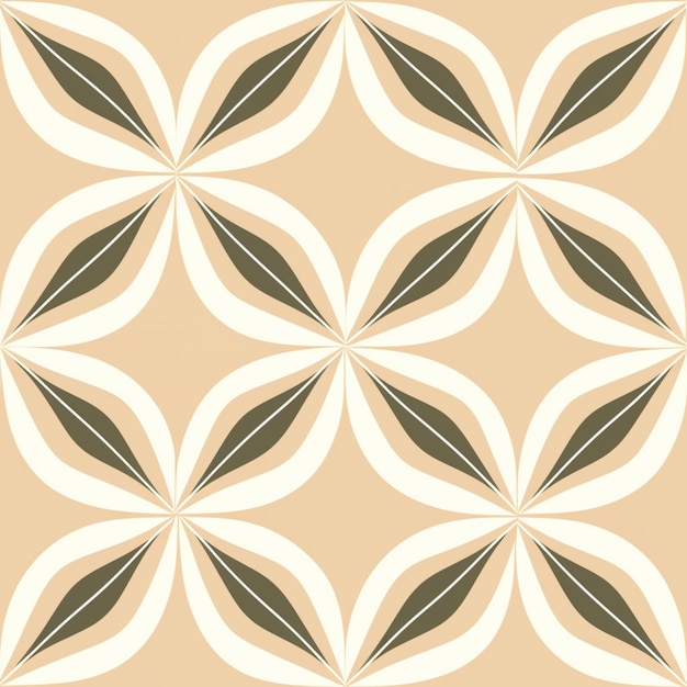 un primer plano de un patrón de hojas en un fondo beige generativo ai