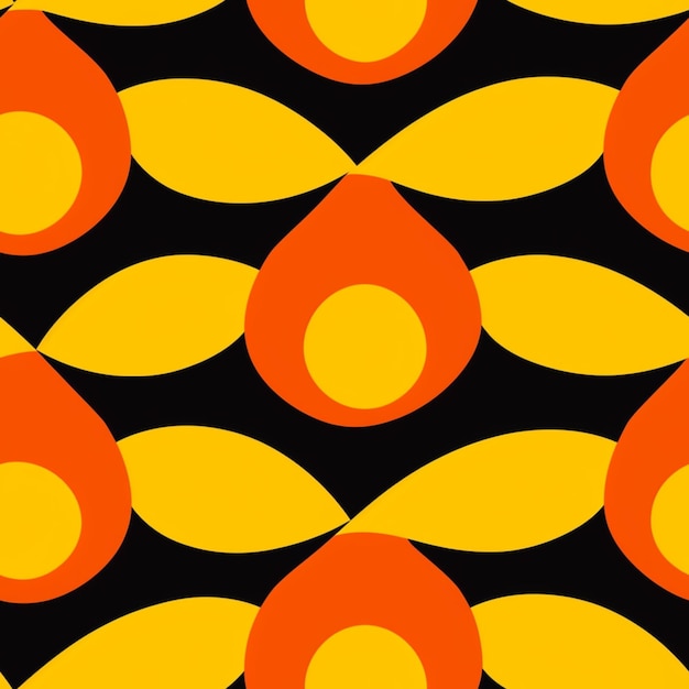 Foto un primer plano de un patrón de hojas naranjas y amarillas generativas ai