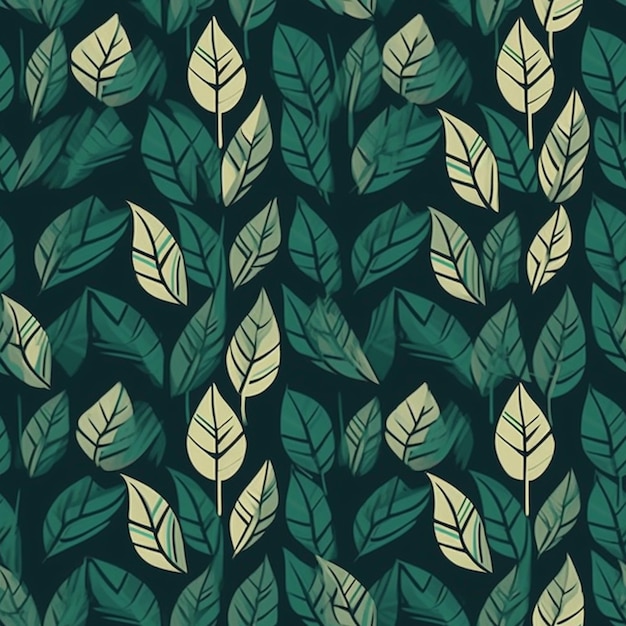 un primer plano de un patrón de hojas sobre un fondo oscuro ai generativo