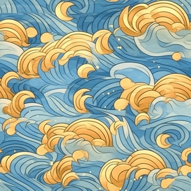 Foto un primer plano de un patrón de olas y nubes generativas ai
