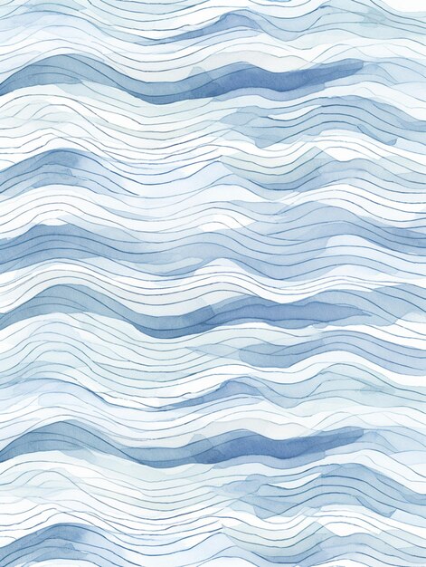 un primer plano de un patrón de onda de acuarela azul y blanca generativo ai
