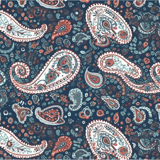 Un primer plano de un patrón de paisley en un fondo azul generativo ai