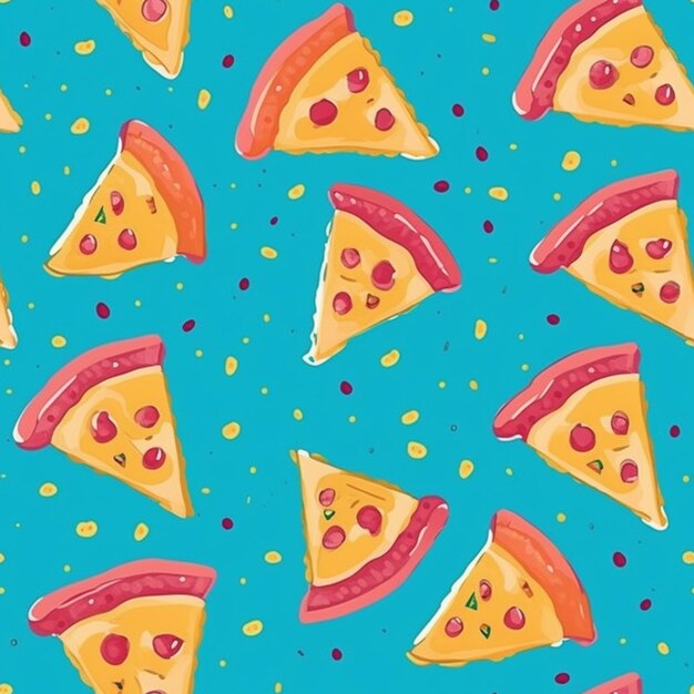 un primer plano de un patrón de pizza con muchas rebanadas de pizza generativa ai