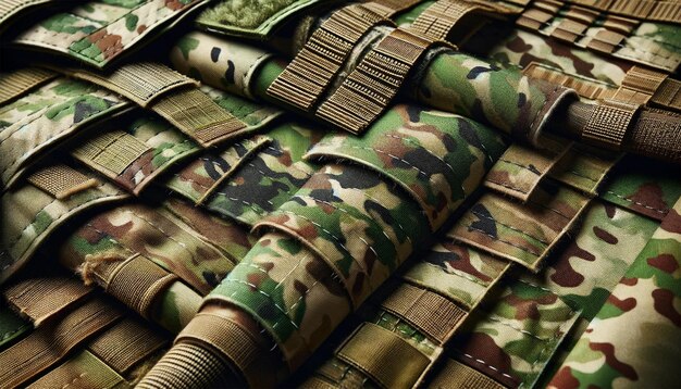 Primer plano de un patrón textil del ejército para uso táctico