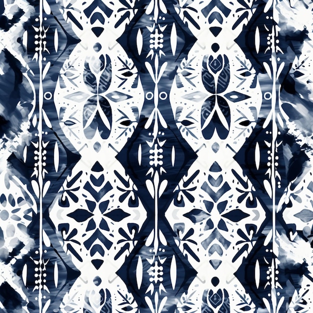 un primer plano de un patrón de tinte de corbata azul y blanco generativo ai