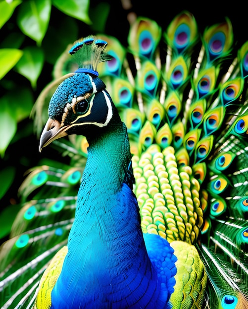 Un primer plano de un pavo real