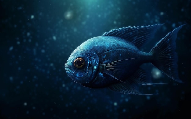 Primer plano de peces de océano azul profundo mundo submarino IA generativa