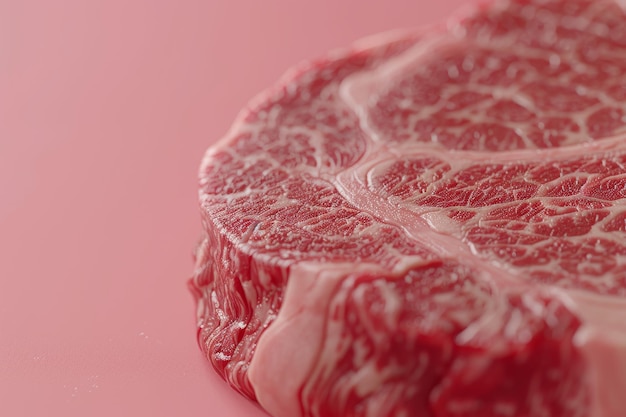 Foto un primer plano de un pedazo de carne con un patrón rojo y blanco
