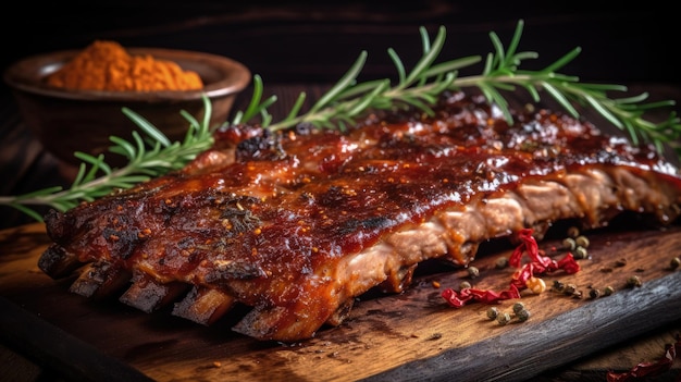 Un primer plano de un pedazo de carne en una tabla de cortar