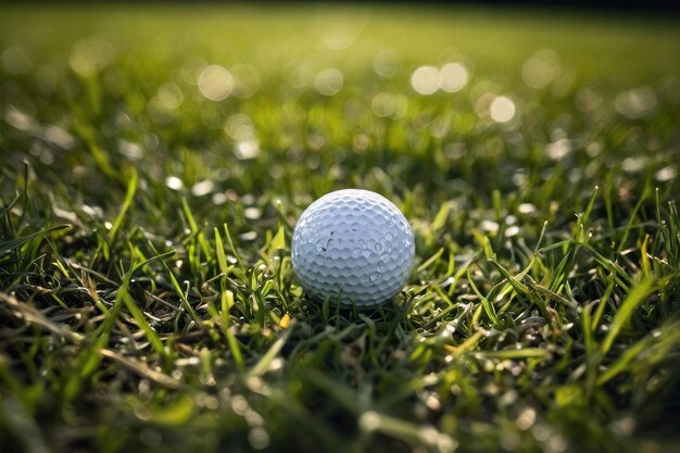 Un primer plano de una pelota de golf en el césped