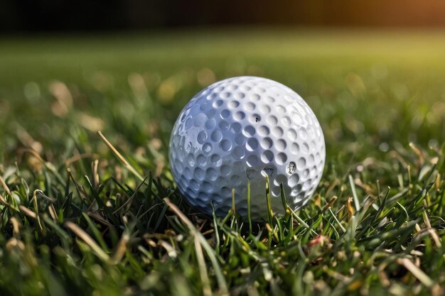 Foto un primer plano de una pelota de golf en el césped