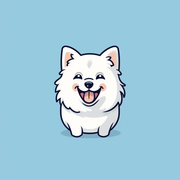 un primer plano de un perro blanco con una cara feliz ai generativa