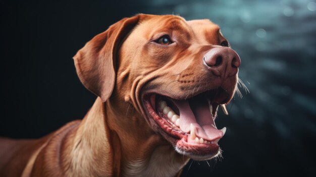 Foto primer plano de un perro con la boca abierta