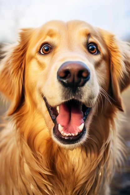 Un primer plano de un perro con la boca abierta